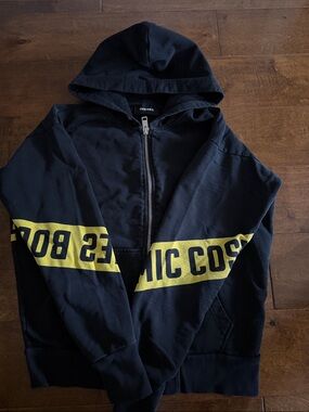 Diesel Black Zip Hoodie with Yellow Accent Stripe